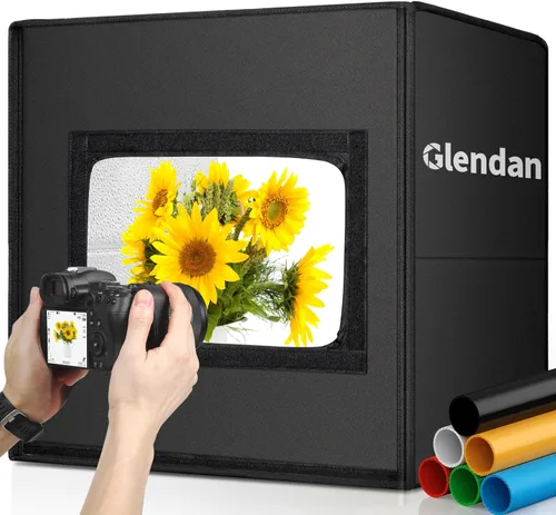 Miniatura 10 de Glendan Caja de luz fotográfica de 32 x 32 pulgadas, caja de luz grande para fotos con 3 paneles de luz, 792 perlas LED, CRI >95, kit de carpa