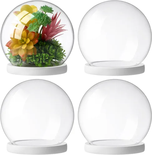 Miniatura 8 de Tuanse 4 piezas de cúpula de cristal para escaparate, globo de vidrio y cúpula de exhibición con base de madera, caja de globo de recuerdo para Negro