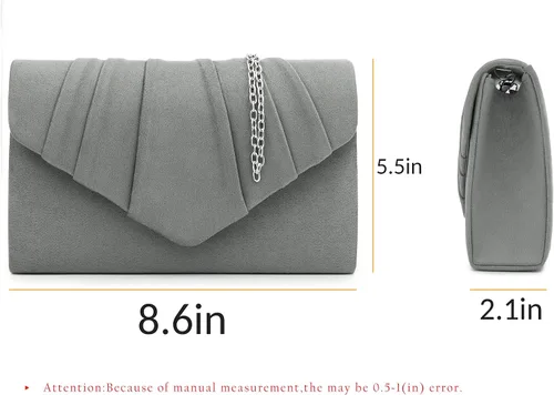 Miniatura 3 de Milisente Bolso de noche para mujer de gamuza plisada bolso de mano