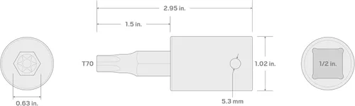 Miniatura 4 de Tekton - Juego de llaves de impacto Torx de 1/2 pulgada x T70 SIB24270