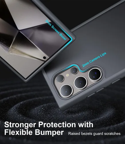 Miniatura 3 de Funda diseñada a prueba de golpes para Samsung Galaxy S24 Ultra, protección contra caídas de grado militar de 12 pies, parte trasera dura mate Gris