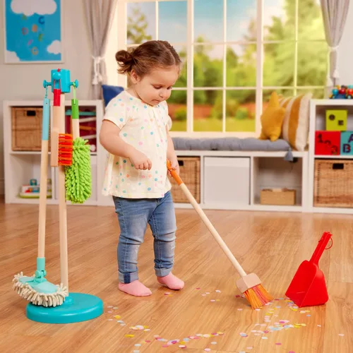 Miniatura 2 de Battat – Juego de limpieza para niños – Juguetes de limpieza para niños pequeños, niños – Kit de juego de simulación – Escoba, trapeador, cepillo