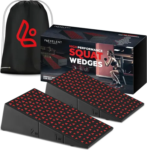 Miniatura 11 de Par de Bloques en Cuña para Sentadillas Flexelent - Bloque en Cuña para Sentadillas con Talón Elevado para Sentadillas Más Profundas, Levantamiento