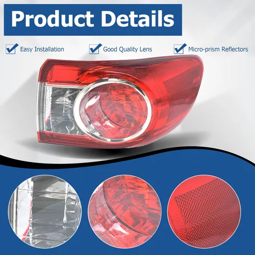 Miniatura 4 de WFLNHB Reemplazo de luz trasera derecha para Toyota Corolla 2011 2012 2013 Conjunto de lámpara de luz trasera 8155002580 TO2805111 lado del pasajero
