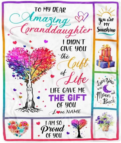 Miniatura 21 de Manta personalizada con texto en inglés «To My Granddaughter from Grandma Grandpa Sunflower Never Forget That I Love You», manta de forro polar