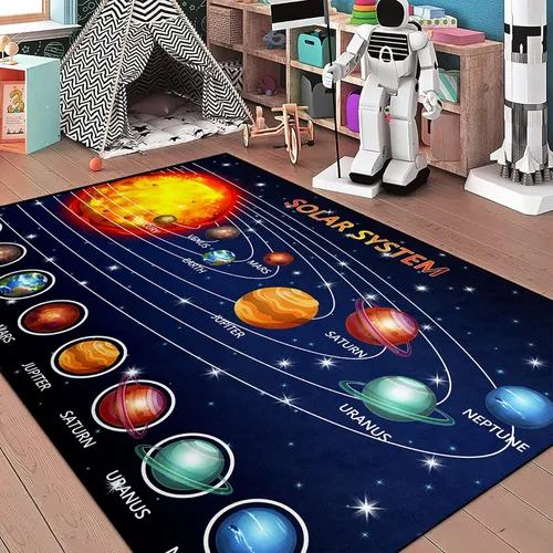 Miniatura 9 de Alfombras espaciales para dormitorio, alfombra Galaxy para habitación de niños, alfombras para sala de juegos, alfombra del sistema solar, 2 x 3 pies
