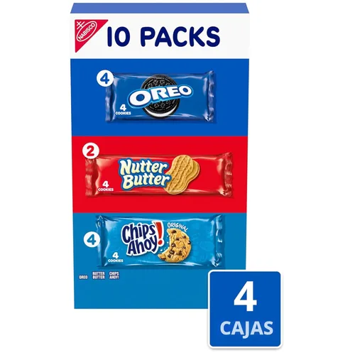 Miniatura 4 de Nabisco Paquete Variado de Galletas, OREO, Nutter Butter, CHIPS AHOY!, 40 Paquetes de Bocadillos (4 Galletas por Paquete, 4 Cajas)