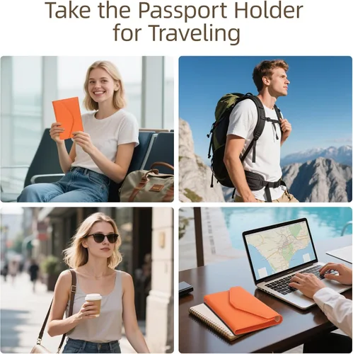 Miniatura 103 de Zoppen - Billetera de viaje con bloqueo RFID multiusos (Ver.4) Portatarjetas de pasaporte y vacunas, organizador de documentos de tres pliegues