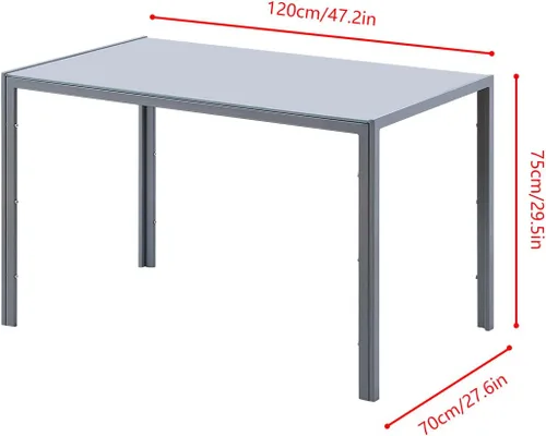 Miniatura 5 de Juego de 4 mesas de comedor y sillas negras modernas de 5 piezas para cocina pequeña, mesa rectangular de vidrio templado y 4 sillas de terciopelo