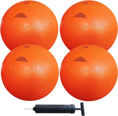 Miniatura 6 de AppleRound Bolas de juego Dodgeball de 8.5 pulgadas, paquete de 4 bolas con 1 bomba, tamaño oficial para Dodge Ball, balonmano, campamentos y Verde