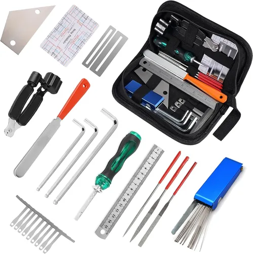 Kit de herramientas de guitarra de 25 piezas, accesorios de guitarra, regalos para hombres, kit de reparación de guitarra, herramientas de luthier,