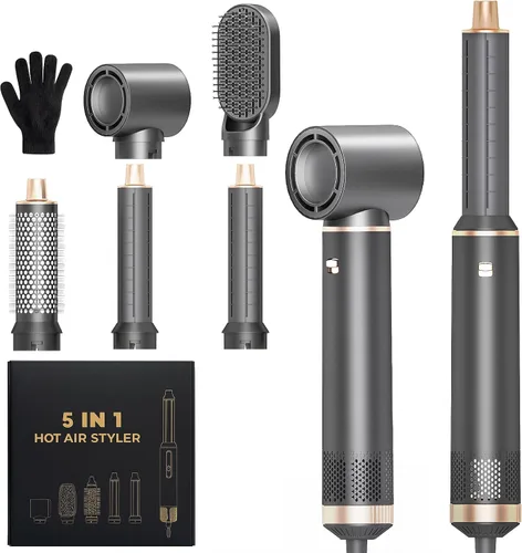 Miniatura 8 de Estilizador de cabello 5 en 1 para mujer, envoltura de rizador de aire, secado, rizado, alisado y voluminizador, juego de herramientas de cepillo