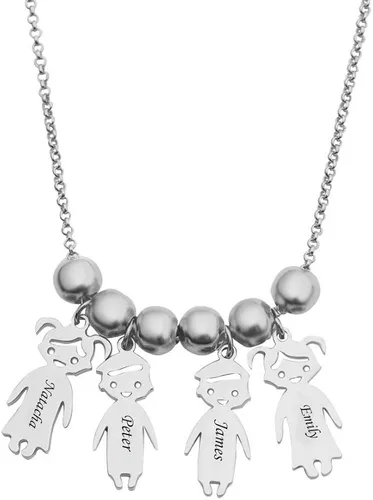 RESVIVI - Collar con colgante de plata 925 con grabado personalizado para madres con nombre de hijos e hijas, para regalo