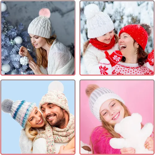 Miniatura 6 de SIQUK - 30 piezas de bolas de pompón de piel sintética esponjosas con lazo elástico para sombreros, gorras, zapatos, bufandas, guantes, bolsos