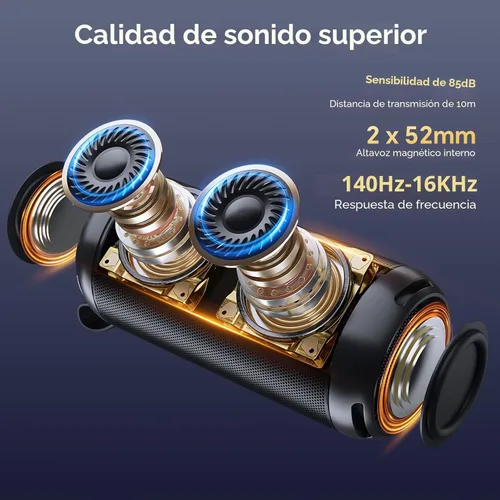 FULMINARE Altavoz Bluetooth inalámbrico TWS emparejamiento de 26 W HD estéreo estéreo portátil Bluetooth altavoces 6.0 con 16 horas de reproducción,