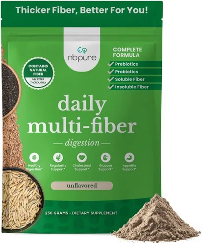 Miniatura 8 de nbpure Mezcla diaria de fibra en polvo para la salud digestiva, apoyo del colesterol, control saludable del peso, con fibra prebiótica, insoluble