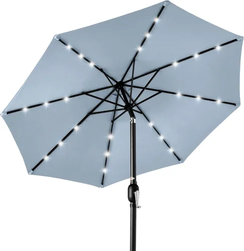 Miniatura 24 de Best Choice Products Solar Polyester LED Lighted Patio Umbrella w/Tilt Adjustment and UV-Resistant Fabric Gris niebla