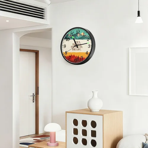 Miniatura 6 de Reloj moderno luminoso activado por voz silencioso sin tictac, funciona con pilas, reloj retro cristiano Jesús Faith de 12 pulgadas para oficina