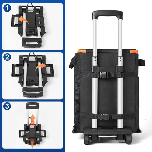Miniatura 3 de Odoland 72 Can Rolling Cooler Bag with Wheels & Handle, Collapsible Insulated Ice Chest for Beach, Camping & Tailgating - Portable Travel Soft