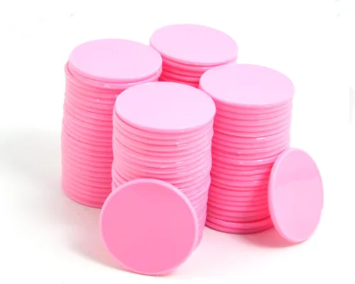 Miniatura 14 de Smartdealspro 100 unidades de 1.260 in/1.26 pulgadas de plástico opaco de aprendizaje de discos, mini fichas de juego de fichas de póquer con caja