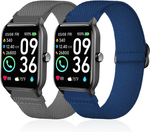 Miniatura 7 de Paquete de 2 correas elásticas de nailon compatibles con Woneligo/Fitpolo Smart Watch IDW13, correas elásticas suaves para reloj FITVII