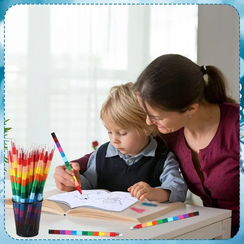 Miniatura 5 de Funrous 24 piezas de libros para colorear de invierno y Navidad a granel con 20 crayones apilables, páginas para dibujar de osos polares, muñecos