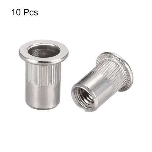 Miniatura 2 de uxcell M8 304 Tuercas de remache de acero inoxidable Inserto de cabeza plana 10 PC