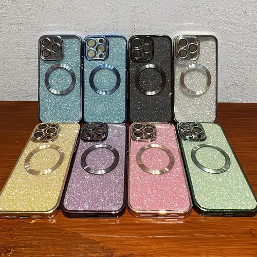 Miniatura 6 de Hython Funda para iPhone 15 Plus con purpurina, fundas magnéticas transparentes para teléfono con protector de lente de cámara