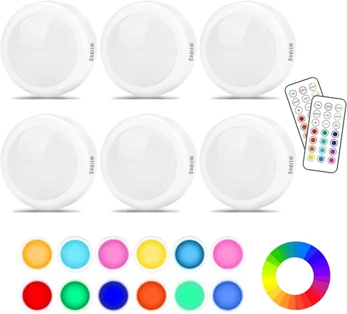 Cadrim Luces de disco, 13 colores intercambiables LED de disco, lámpara LED para dormitorio, lámparas debajo del gabinete, iluminación debajo del