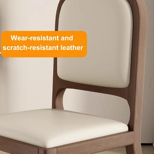 Miniatura 5 de Leather Seat Dining Room Chair with Back, Wooden Dining Chairs Set Kitchen Chair, Dining Room Chairs Armless Seat for Kitchen Living Room Black+khaki