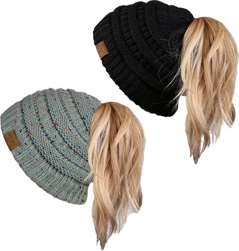 Miniatura 37 de Funky Junque - Gorro para mujer con ranura para cola de caballo