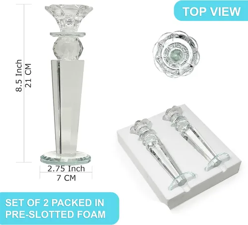 Miniatura 2 de Allgala Juego de 2 candelabros de bola hechos a mano con pilar cónico inverso hecho a mano de 8.5 pulgadas HD89151