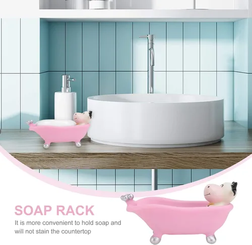 Miniatura 8 de Barra de jabón para niños, bandeja de baño rosa, bandejas de baño para mostrador, platos para niños, bandeja de baño, bandeja de inodoro, caja
