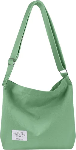 Bolsos de hombro de lona para la escuela, estilo hobo universitario, bolsos de mano para estudiantes, bolsos casuales de compras, trabajo, bolsa de