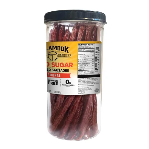 Miniatura 2 de Tillamook Country Smoker Salchichas ahumadas sin azúcar aptas para dieta cetogénica, original, tarro alto de 12 onzas, 17
