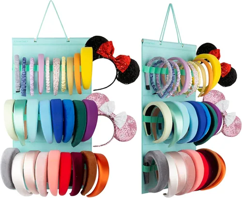 Miniatura 11 de Organizador colgante para diademas para niñas, organizador de diademas de fieltro, organizador de almacenamiento para diademas (sin diademas) (Negro)