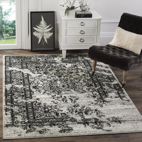 Miniatura 19 de SAFAVIEH Colección Adirondack Alfombra de Área - 4' Redonda, Marfil y Plata, Diseño Oriental Envejecido, No Desprende Pelusa y de Fácil Cuidado