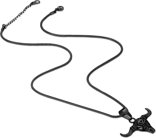 Miniatura 7 de Gengar - Collar de toro de vampiro Tauro para hombre, acero inoxidable 316L, chapado en oro de 18 quilates, chapado en oro y negro con pistola