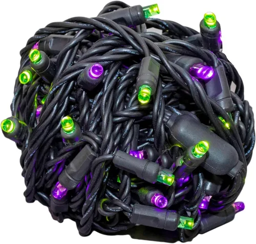 Miniatura 3 de Novelty Lights Guirnalda de luces de Navidad de 25 pies, 50 bombillas LED multicolor en cable negro, espacio de 6 pulgadas, iluminación conectable