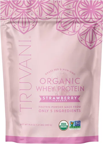 Miniatura 12 de Polvo de proteína de suero orgánico Truvani Chocolate 20g de proteína de suero alimentado con hierba 20 porciones Orgánico certificado USDA
