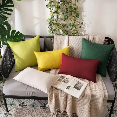 Miniatura 5 de MIULEE - Paquete de 2 fundas decorativas de cojín para exterior, impermeables, sólidas, de lino falso navideño, para jardín, granja, para patio