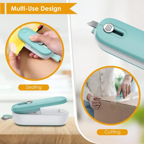 Miniatura 4 de FEPPO Mini sellador de bolsas, sellador térmico 2 en 1 con cortador y cordón, mini máquina reselladora de bolsas para bolsas de plástico, bolsas