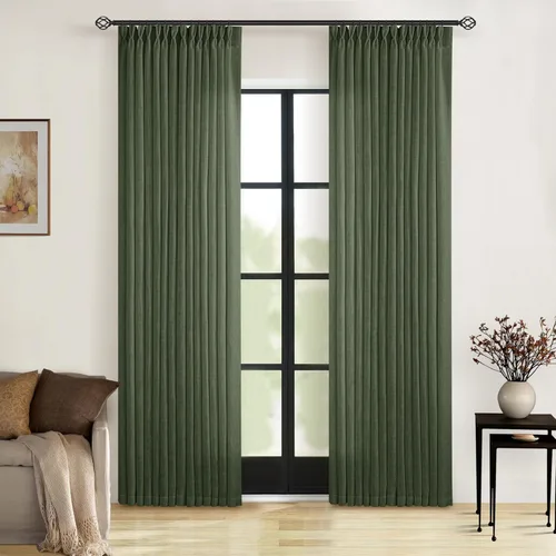 Miniatura 40 de Cortinas de lino natural con pliegues fruncidos de 120 pulgadas de largo para sala de estar, cortinas plisadas con ganchos y lengüeta trasera