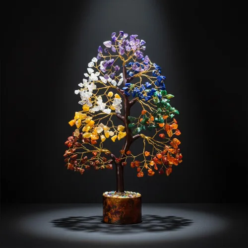 Miniatura 7 de ZAICUS Árbol de la vida de cristal de 7 chakras para decoración del hogar, regalos de cumpleaños de piedras preciosas para mujeres, amigos, mamá