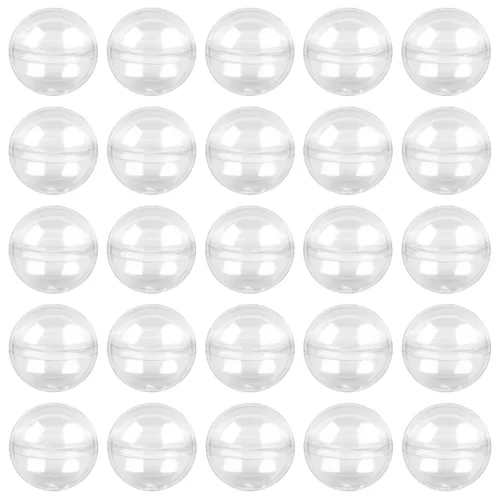 AUEAR, Paquete de 50 cápsulas redondas pequeñas translúcidas de 2 pulgadas, envases vacíos de plástico para chicles para premios de fiesta