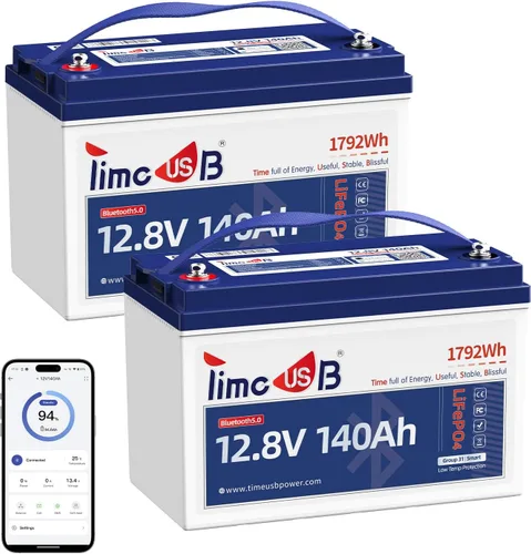 Miniatura 17 de Timeusb Batería marina LiFePO4 de 12 V 100 Ah TM con protección a baja temperatura, BMS de 100 A, más de 15000 ciclos, batería de fosfato de hierro