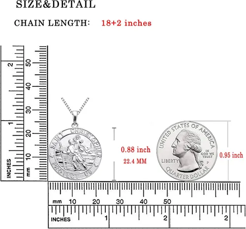 Miniatura 5 de YL Collar de San Cristóbal de plata de ley 925 grabado personalizado medallón protector religioso antiguo colgante de talismán medallaencajadoocket