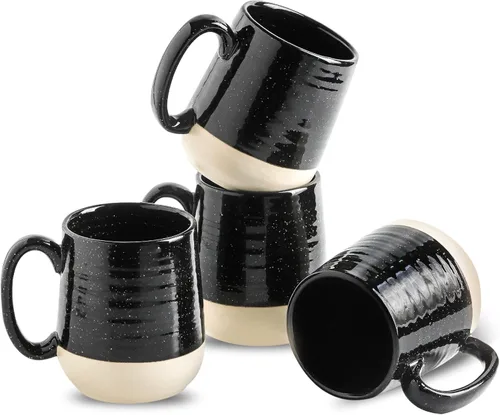 Miniatura 15 de Juego de tazas de café de cerámica grandes - 15 oz tazas de café con mango de porcelana, juego de 4 con mango, perfectas para capuchino, té, moca