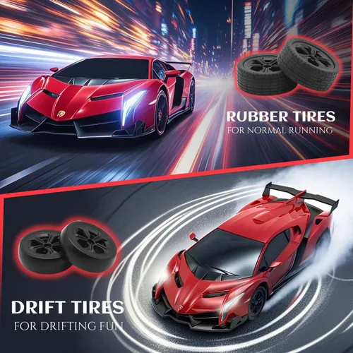 Miniatura 2 de QUN XING Auto a Control Remoto 1:24 con Licencia Oficial Lambo Veneno RC Carro de Drift con Luces LED 2.4GHz 4WD 15KM/H Control de Velocidad Rápida