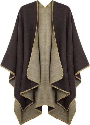Miniatura 21 de Urban CoCo Poncho de colores para mujer, chal con frente abierto, color en bloques
